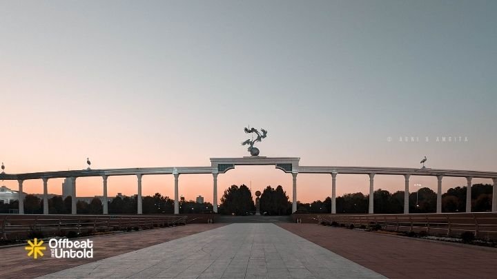 Visiting the Independence Square during sunset is one of the best things to do in Tashkent Uzbekistan