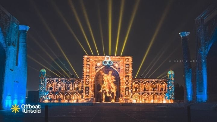 Light and Sound Show at Registan Square In Samarkand Uzbekistan